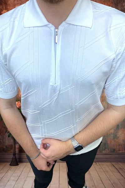 BİRBEYSTORE Μπλουζάκι Polo Neck Άνετο Ανδρικό Πλεκτό Ύφασμα