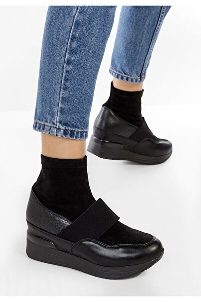 B T Shoes Μαύρα Σνίκερς Πλατφόρμας Σολιάνα
