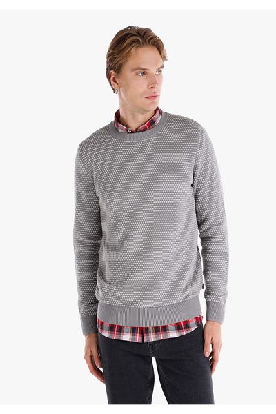 Colin's Regular Fit Round Neck Jacquard Men's Anthracite Sweater
