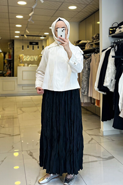 Vosse Sedna Ekru Kapüşonlu Düğmeli Trençkot