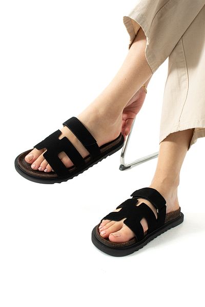 Neva'nın Butiği Merry Velcro Comfortable Sole Suede Women's Slippers