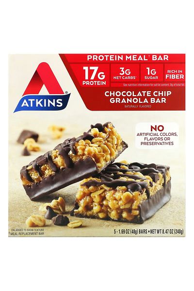 Cale Atkinson Atkins Chocolate Chip Granola Bar 5 Bars 1.69 oz (48 g) Each
