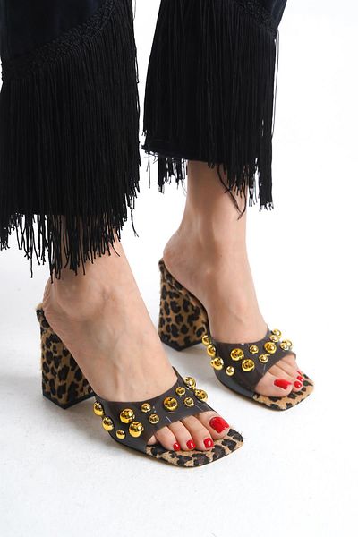 Niloshka Γυναικείες παντόφλες STARLINING Leopard Pattern Διάφανες Trock