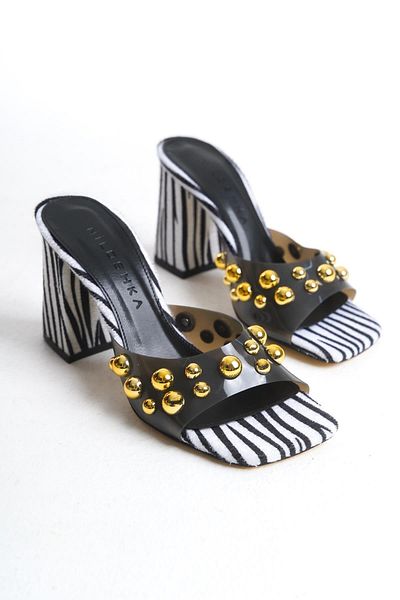 Niloshka Γυναικείες παντόφλες STARLINING White Zebra Pattern Διάφανες Trock