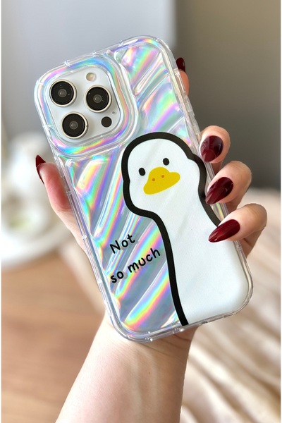 MİRAZ TASARIM حافظة آيفون 13 بروماكس بنمط البطة مع فيلم ثلاثي الأبعاد