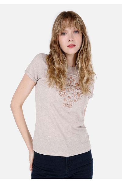 Colin's Tricou gri pentru femei cu mânecă scurtă, cu gât rotund, slim fit