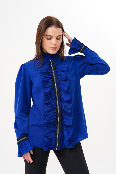 Loom Boutique Büyük Beden Fırfır Detaylı Krep Gömlek