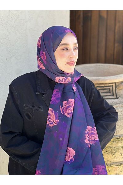 Modakaşmir Rosa Pattern Prose Shawl