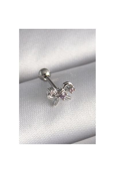 Skygo 316L Steel Silver Color Zircon Stone Ribbon Tragus Piercing - Tj-Pr1265