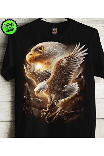 ayakuydur Erkek Siyah Kartal Baskılı T-shirt
