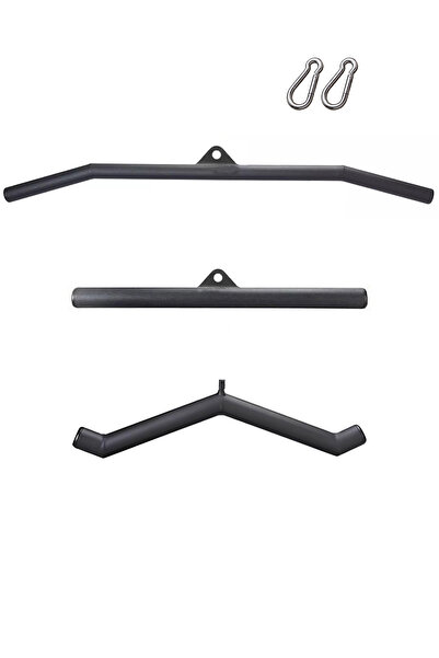 CrewSport Fat Grip Fitness Aparat Seti - Lat Pulldown Bar - Triceps Bar - V Bar