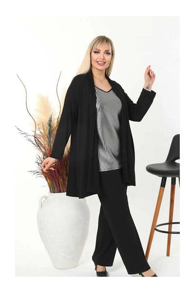 MODA Women's Plus Size Front Foil Print Back Black Strap Viscos Bluz