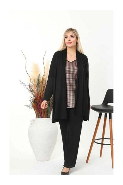 MODA Women's Plus Size Front Foil Print Back Black Strap Viscos Bluz