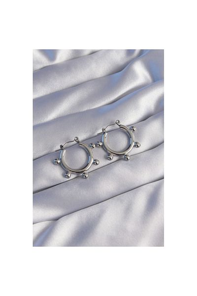 Skygo 316L Silver Oval Earrings with Lump Design - TJ-BKP9043