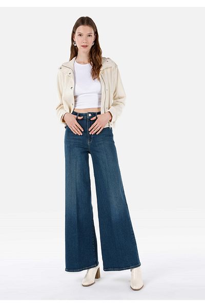 Colin's 920 Pantaloni de damă, albaștri, cu talie înaltă, cu picioare super late, Elsa