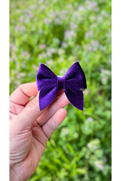 Toka Perisi Μωβ βελούδινη αγκράφα με φιόγκο χωρίς μαλλιά