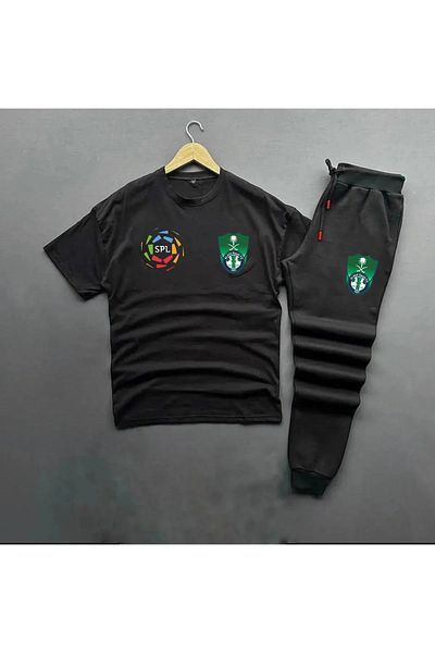 Pisa Art COPY - Al-ahli Saudi Pro League Special Design Round Neck Sweatshirt and T-shirt - Sweatpants Combination