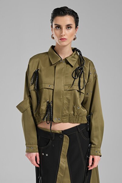 tw3 Jachetă de damă oversize cu design detaliat din dantelă