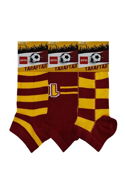 Şirin Cute Fan Kids Socks 3 Pieces -Galatasaray Fan Socks