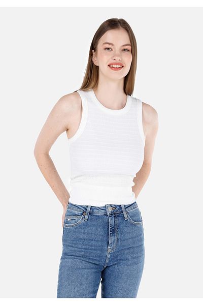 Colin's Atletă albă pentru femei, cu decolteu, slim fit