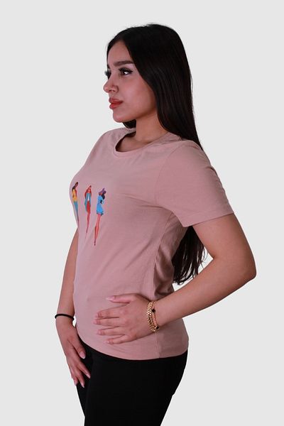 trender Tricou de damă bej cu trei imprimeuri