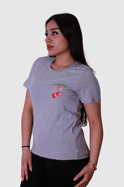 trender Tricou de damă gri cu imprimeu Cherry Model 3