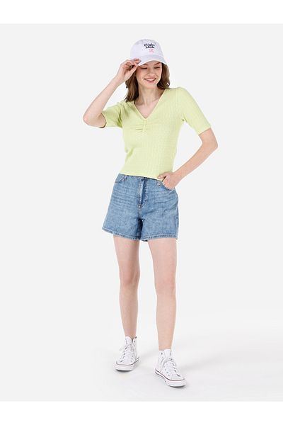 Colin's Pantaloni scurți de damă albaștri cu talie înaltă