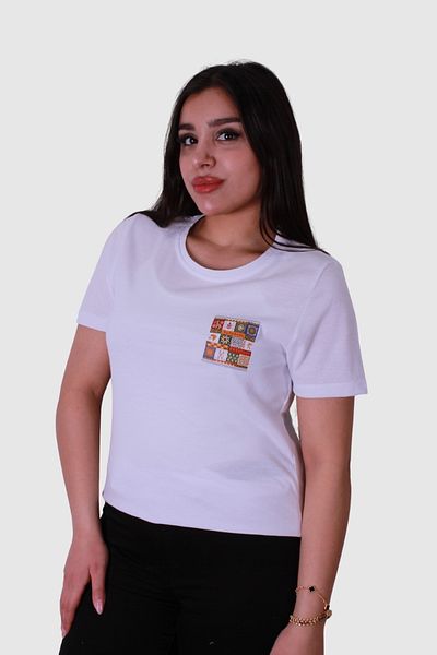 trender Ethnic Pattern White Women's T-Shirt