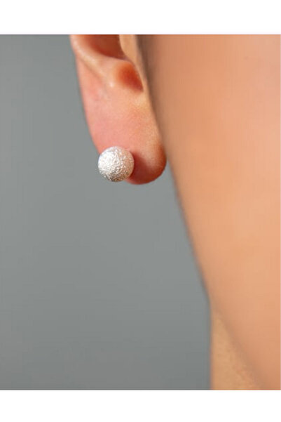 TChic Simli Gri Top Küpe