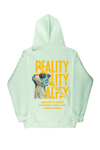 By Caspita Fashion Lenithra Reality Світла біла худі з принтом на спині, унісекс, оверсайз