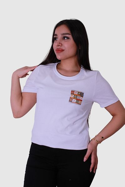 trender Ethnic Pattern White Women's T-Shirt