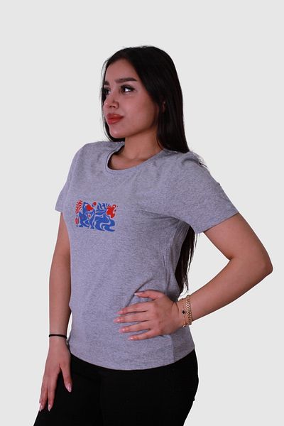 trender Tricou de damă gri cu imprimeu găleată albastru-roșu Model 4