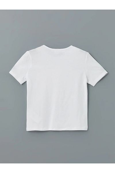 LC Waikiki Tricou pentru fetiță cu paiete brodat cu decolteu alb pentru copii LCW Kids