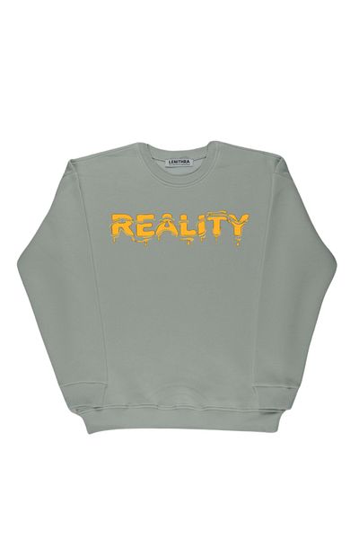 By Caspita Fashion Lenithra Reality Back Printed Unisex Oversize Gray Sweatshirt