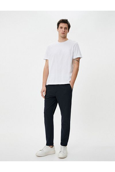 Koton Fabric Trousers with Lace Waist Slim Fit and Pocket Detail