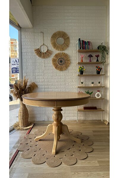 silla Concept Baba Ayaklı Masa Ahşap Yuvarlak Naturel Renkli Açılır Masa (ÇAP 110 CM)