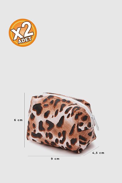 Shanta Leopard C13 Συμπαγές μέγεθος Unisex Καλλυντικά και Πορτοφόλι Χρημάτων x 2 τμχ