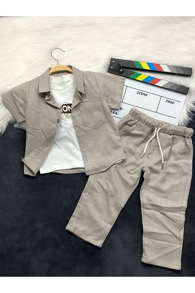 MİLANO KİDS Boy's 3-Piece Top and Bottom Shirt Set