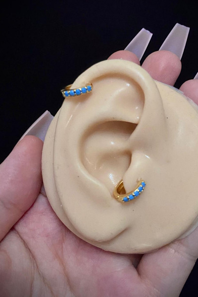 Blisse Piercing Kadın Turkuaz Taşlı Tragus Helix Kıkırdak Daith Çelik Piercing