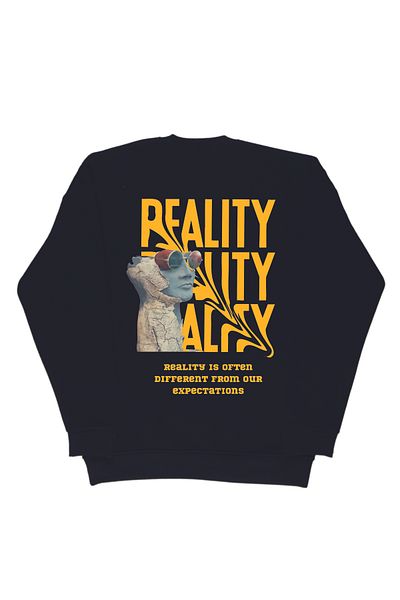 By Caspita Fashion Lenithra Reality Back Printed Unisex Oversize Black Sweatshirt