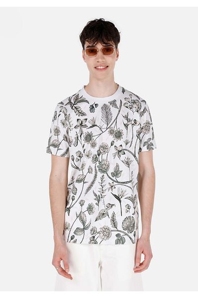 Colin's Tricou cu mânecă scurtă pentru bărbați, cu decolteu normal, imprimat, bej
