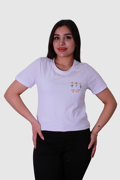 trender 3 Flower Print White Women's T-Shirt