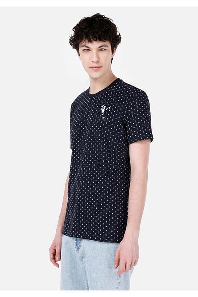 Colin's Regular Fit Round Neck Printed Men's Navy Blue Short Sleeve T-Shirt