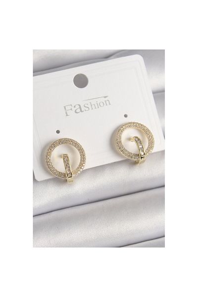 Skygo Brass Gold Color Zircon Stone Hoop Model Women's Earrings - Tj-Bkp9923
