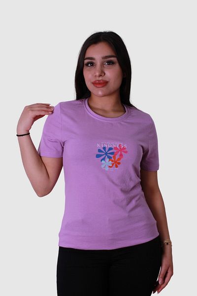 trender Γυναικείο T-Shirt Kındess Print Lilac