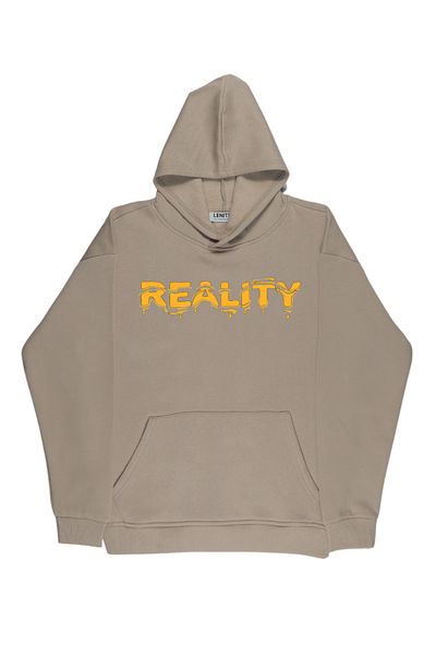 By Caspita Fashion Lenithra Reality Back Printed Unisex Oversize Beige Hoodie