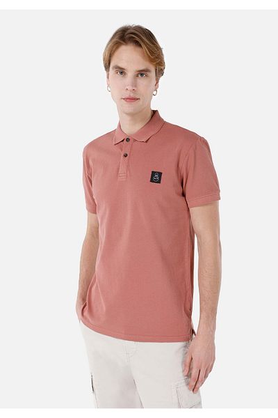 Colin's Regular Fit Polo Neck Plain Men's Pink Short Sleeve T-Shirt