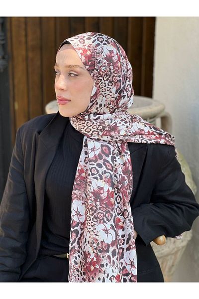 Modakaşmir شال من نسيج التويل بنمط الفلور