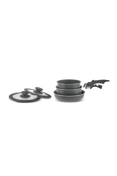 Karaca Comfort, Induction-compatible non-stick cookware set, 6 pieces, with removable handles