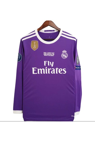 nesne giyim Real.Madri.d C. Ronaldo 2017 Μωβ μακρυμάνικη φανέλα ποδοσφαίρου ενηλίκων